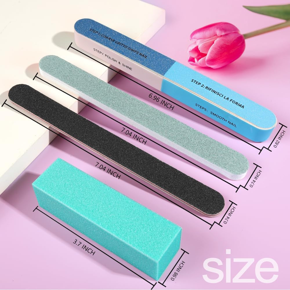 FANDAMEI 20 Stücke Buffer Für Nagel, Nagelfilen Für Gelnägel, Profi Nagelfeile 100/180, Polierfeile Fingernägel, Filen Für Gelnägel, Manikúra & Pedikúra Set