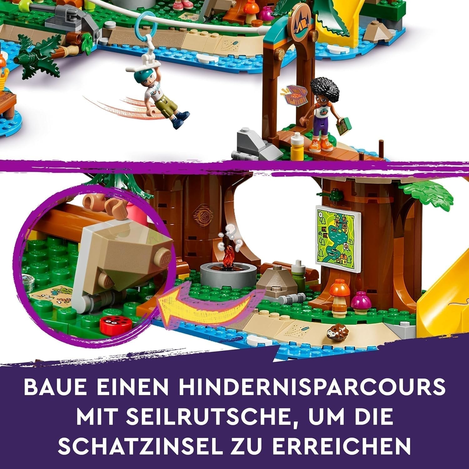 LEGO Friends Dům na stromě v dobrodružném táboře, Hrací sada pro dívky a chlapce od 8 let s 5 figurkami a 5 zvířátky, Nápad na dárek pro kreativní hry, Sportovní hračky, Dům pro panenky 42631 Stavebnice Besuche den LEGO-Store