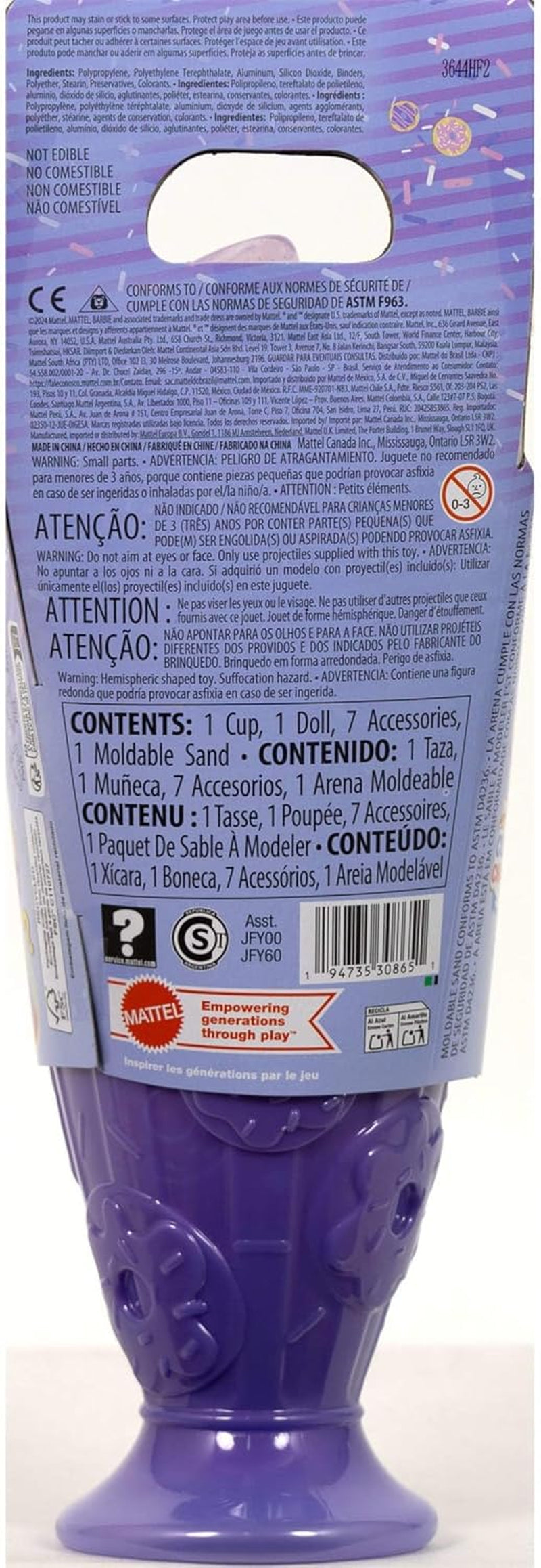 Sada Barbie Pop Reveal Series s módní panenkou a doplňky, řada Candy, design Donut Dreams s mazlíčkem, 8 překvapení včetně změny barvy, JFY60