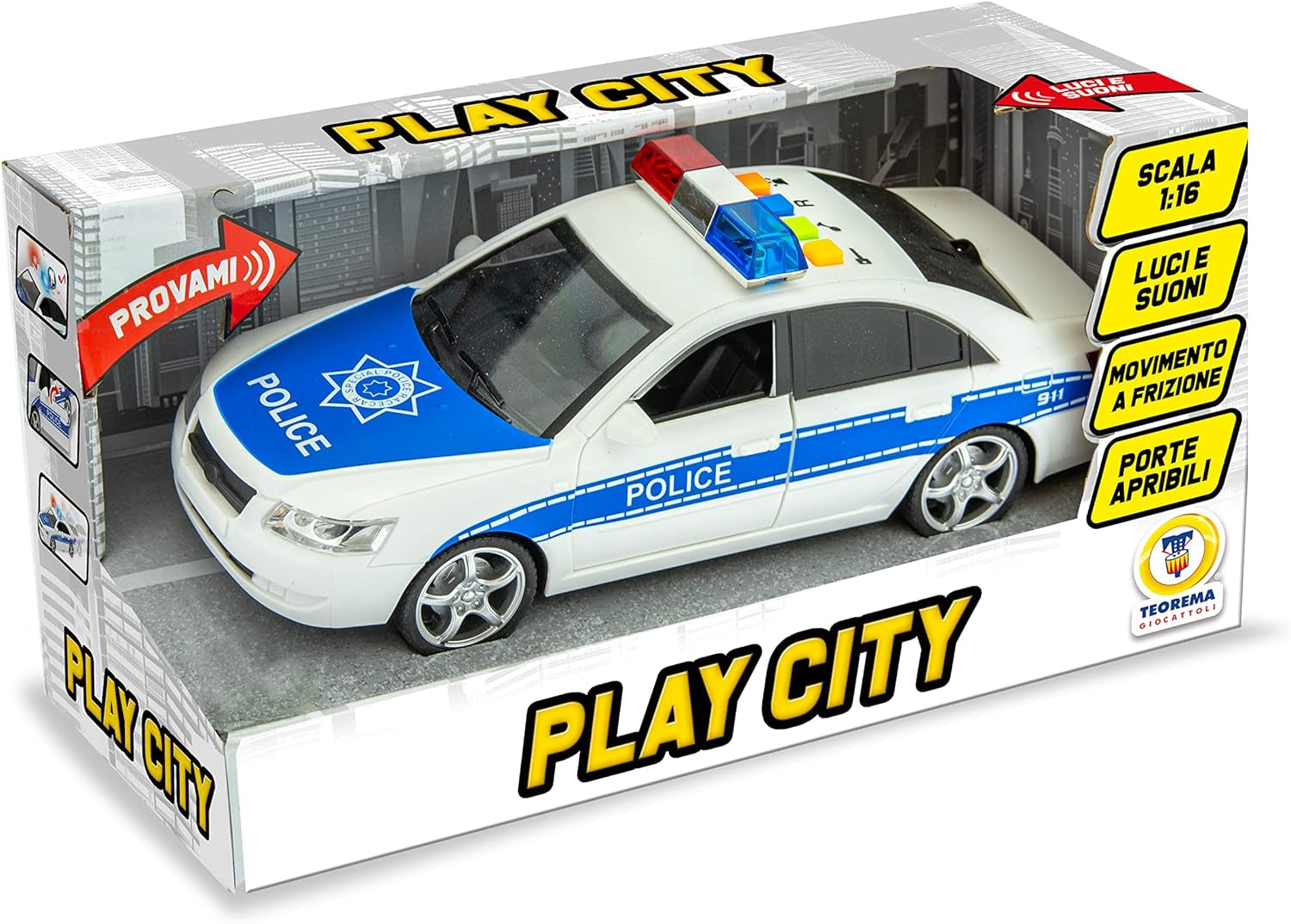 Policejní auto Macchina se světly a zvuky v měřítku 1:16, vícebarevné (65075) Bebe Toys Naty Shop
