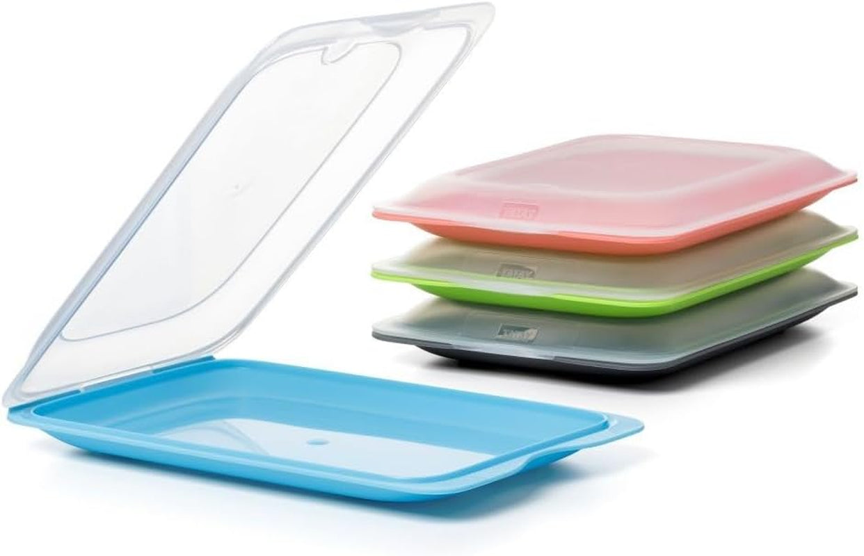 Sada 4 krabic TATAY Fresh Slicer Box, bez BPA, opakovaně použitelné, stohovatelné, do myčky a MWO, náhodné barvy. Rozměry 17 cm x 3,2 cm x 25,2 cm Krabice na potraviny Naty Shop Nádoba na klobásy - jednotka