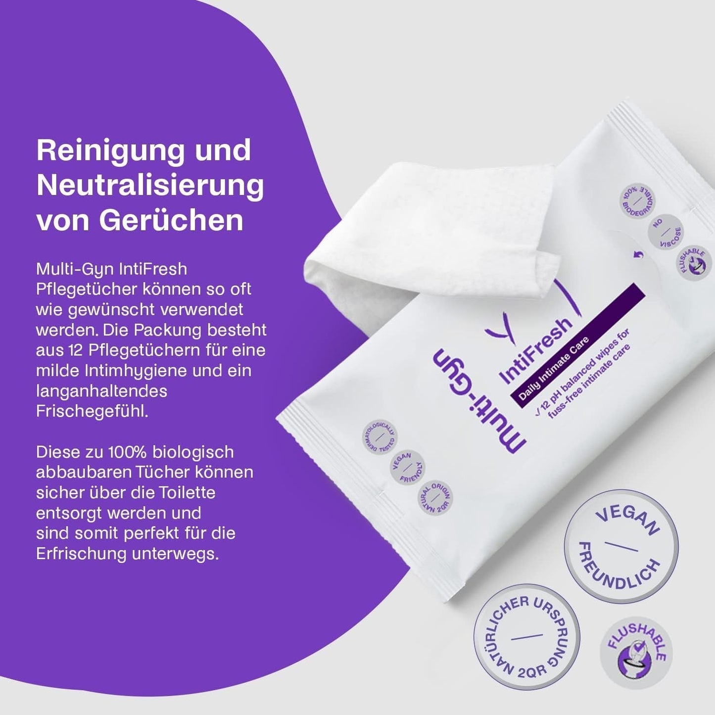 Multi-Gyn Intifresh, intimní ubrousky pro vnější použití, 12 vlhčených ubrousků