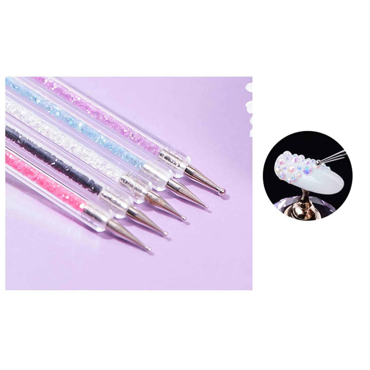 Sada 5 ks Stück Nagel Pinsel, Nageldesign Pinsel, Nail Art Dotting Tools, oboustranné profesionální akrylové pero na zdobení nehtů pro DIY Nail Art Design