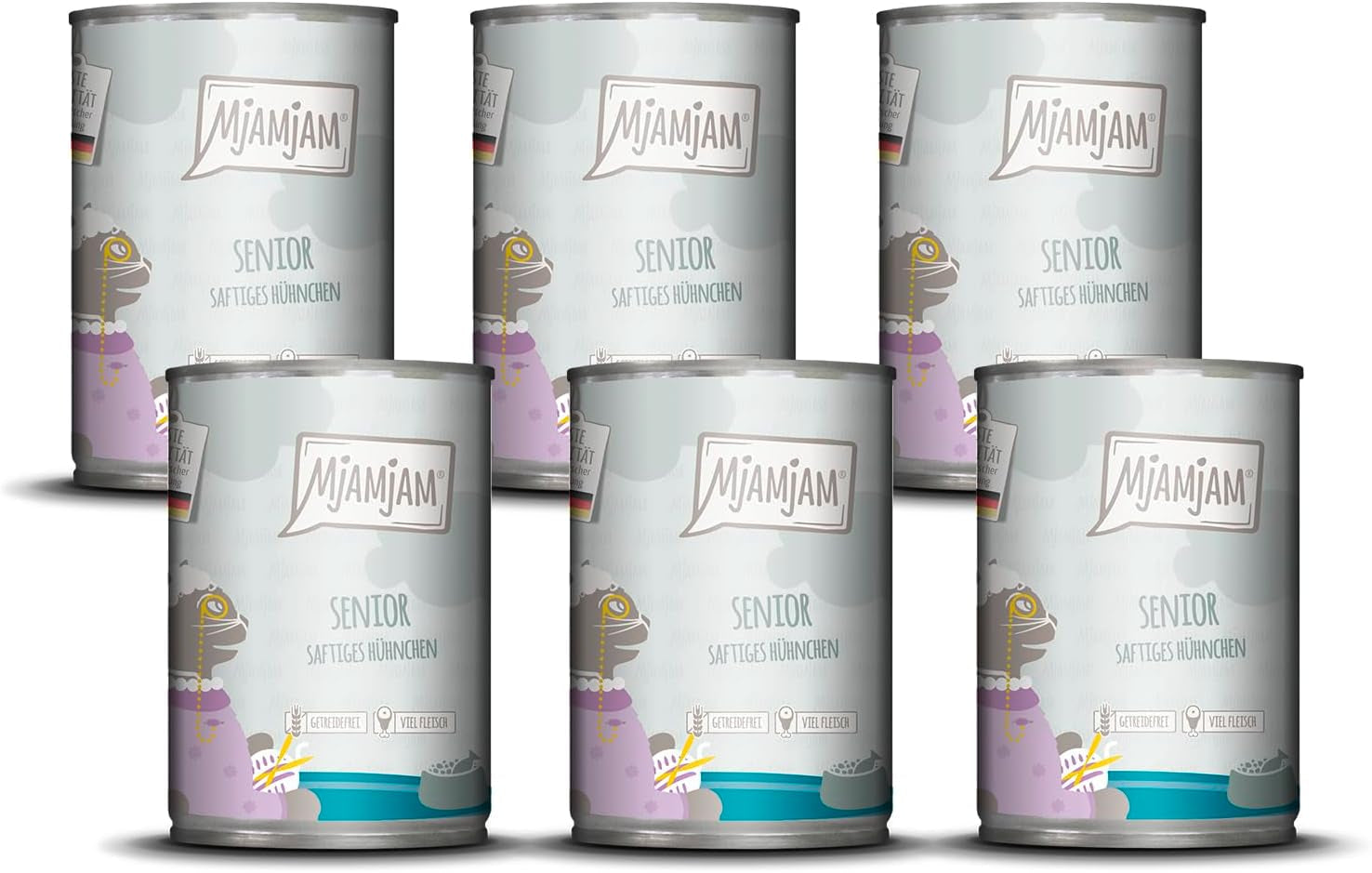 MjAMjAM - Prémiové mokré krmivo pro kočky - Senior - šťavnaté kuře, balení 6 ks (6 x 400 g), bez obilovin