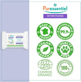 Puressentiel - Intimní hygiena - Intimní ubrousky - Čištění a osvěžení - Citlivé sliznice a pokožka - Dlouhotrvající hydratace 24 hodin - Pro každodenní použití - X25 ks.