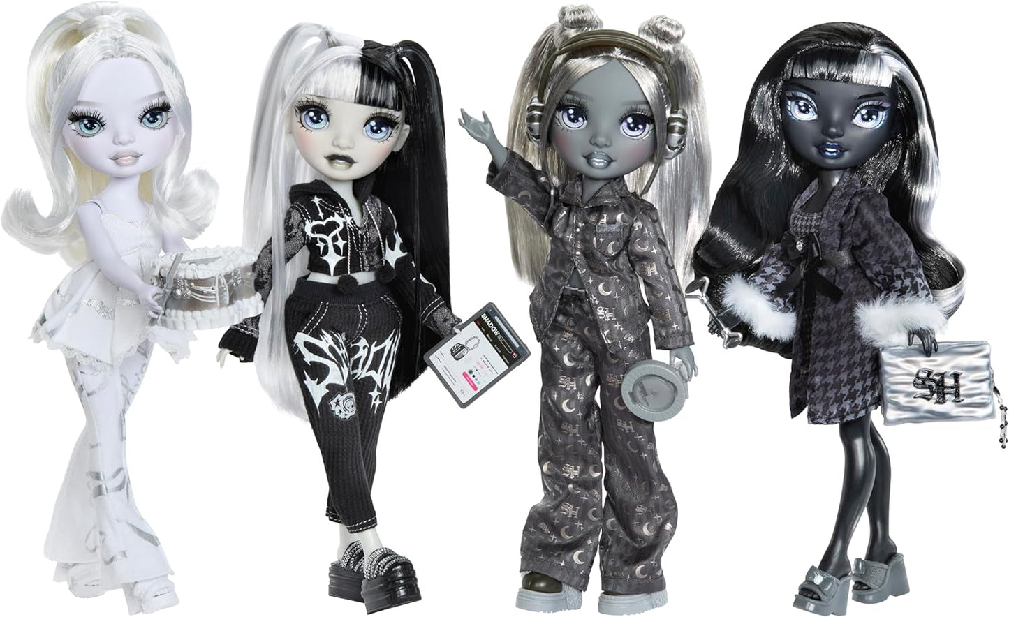 Rainbow High Shadow High Girl's Night - Shanelle Onyx - 28cm módní panenka v odstínech šedé, černé vlasy a obleček s doplňky a hřebenem - Pro sběratele a děti od 6 let