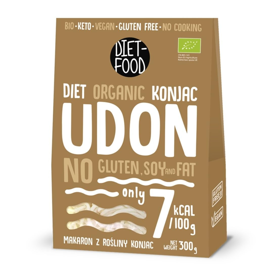 Udon Shirataki Konjac Noodles Bio 385g - Nízkokalorické, bezlepkové, veganské - vyrobené z kořene konjacu, bohaté na vlákninu DIETNÍ JÍDLO