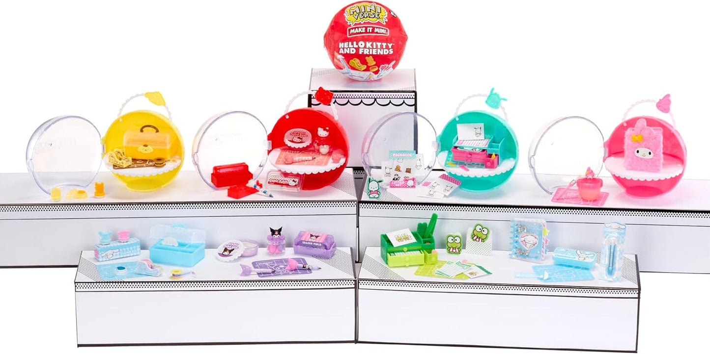 Miniverse MGA Make It Mini Hello Kitty and Friends Series 3 – mini sběratelské předměty, Sanrio, retro repliky papírnictví, řemesla, kutilství, pro sběratele a děti od 8 let