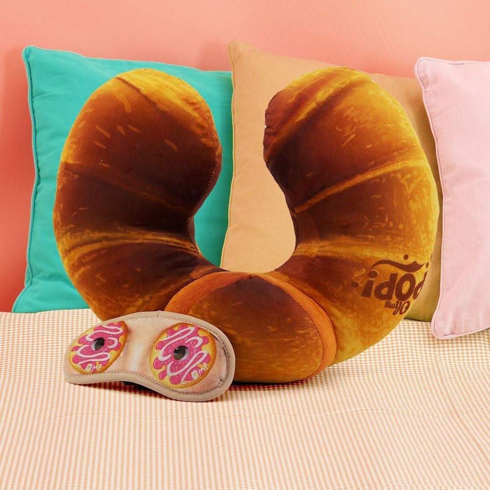 Croissantový polštář na krk a maska na spaní, cestovní polštáře Orange Naty Shop