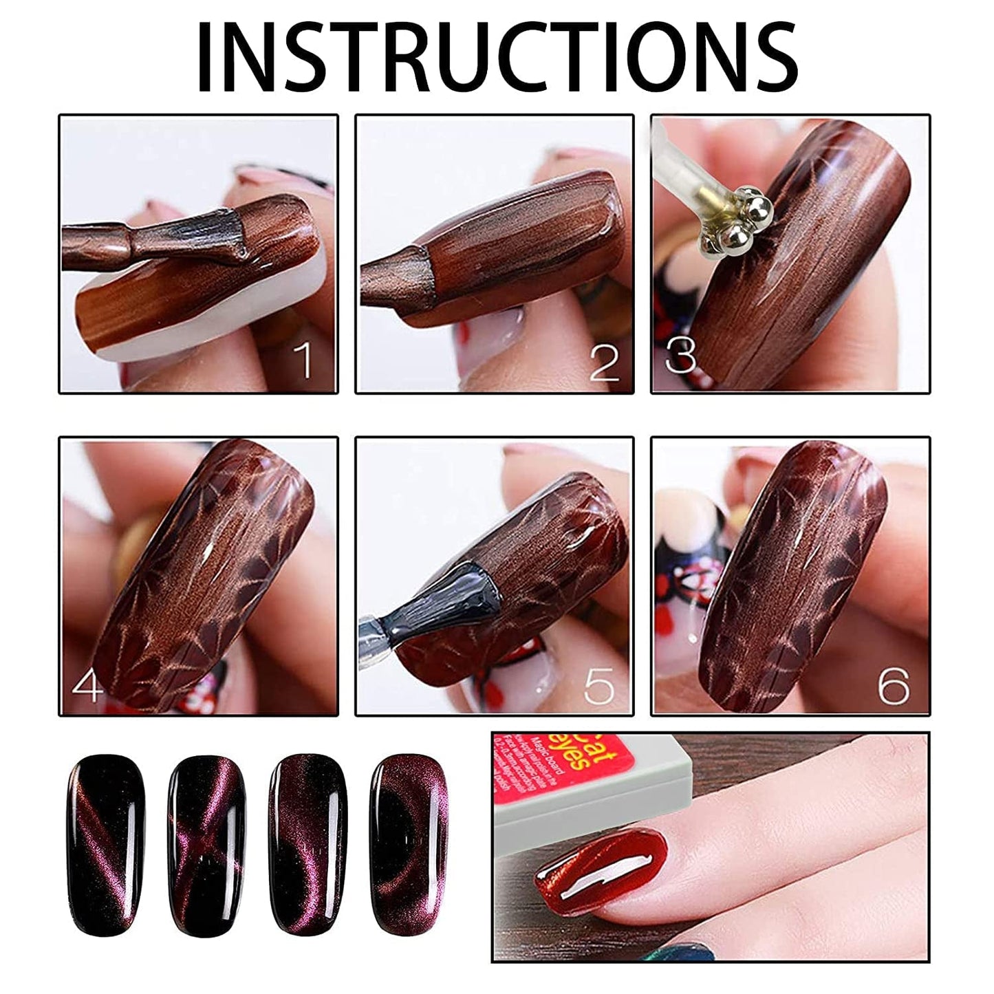 Nail Art Werkzeug Magnetstift, 10 Stück Nagel Magnet Stick Tool Tool, Nagel Magnet Stift Und Starker Magnet Stock Punktierungsstifte Für DIY 3D Magnetics Katzenauge UV Gel Polnisch Nagel Kunst