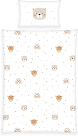 Herding Babybest Little Friends Winterbettwäsche, Kopfkissenbezug 40 X 60 Cm Mit Hoteleinschlag, Bettbezug 100 X 135 Cm, Mit Zwießwerf, 100% Baumwolle/Flanell, Weiß, Twin Naty Shop Výchozí název