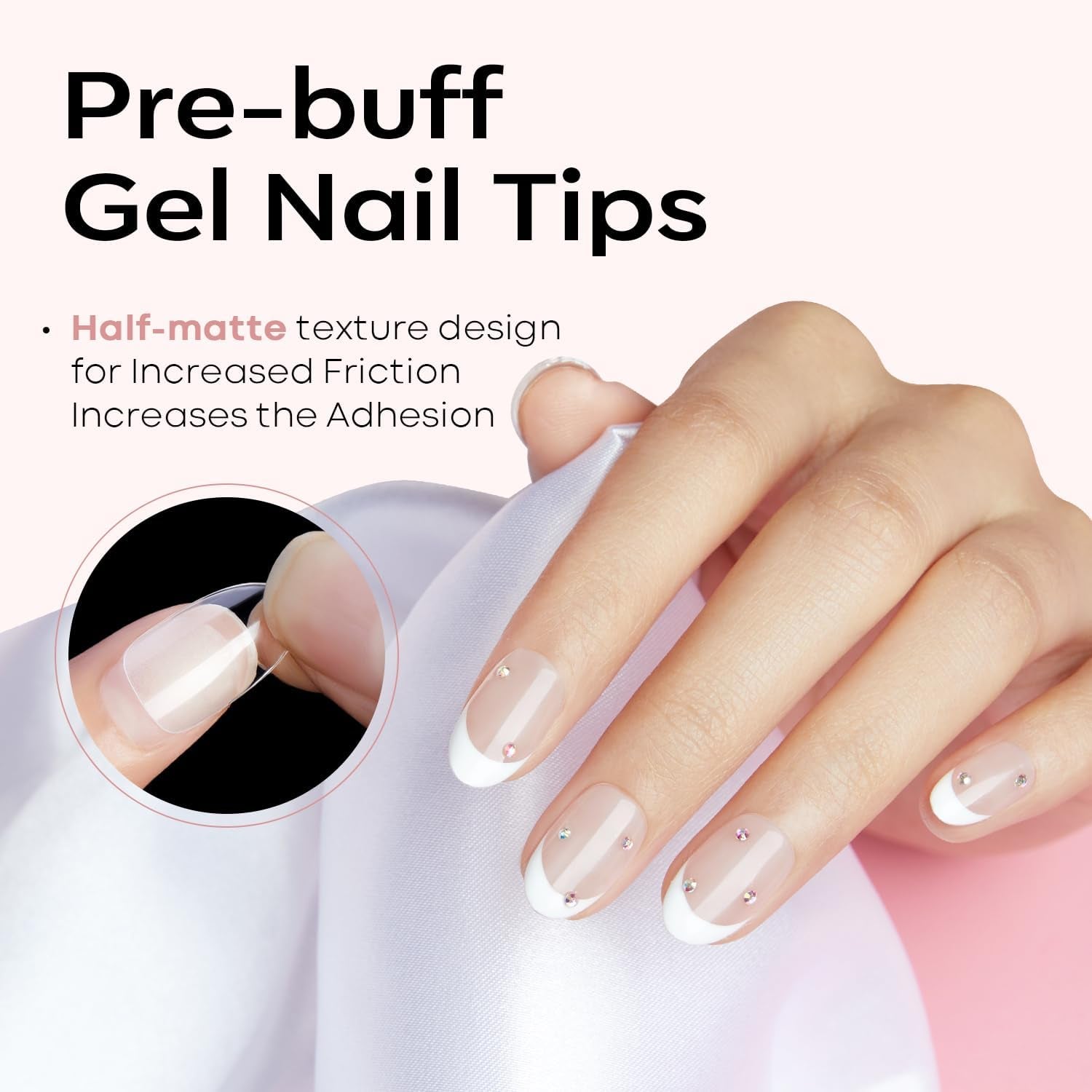 Modelones Nail Tips 510 kusů – sada nehtových špiček s úplným krytem, ​​sada gelových špiček, předleštění špiček na nehty s PMMA pryskyřicí, umělé nehty pro lepení nail art DIY, krátký squoval