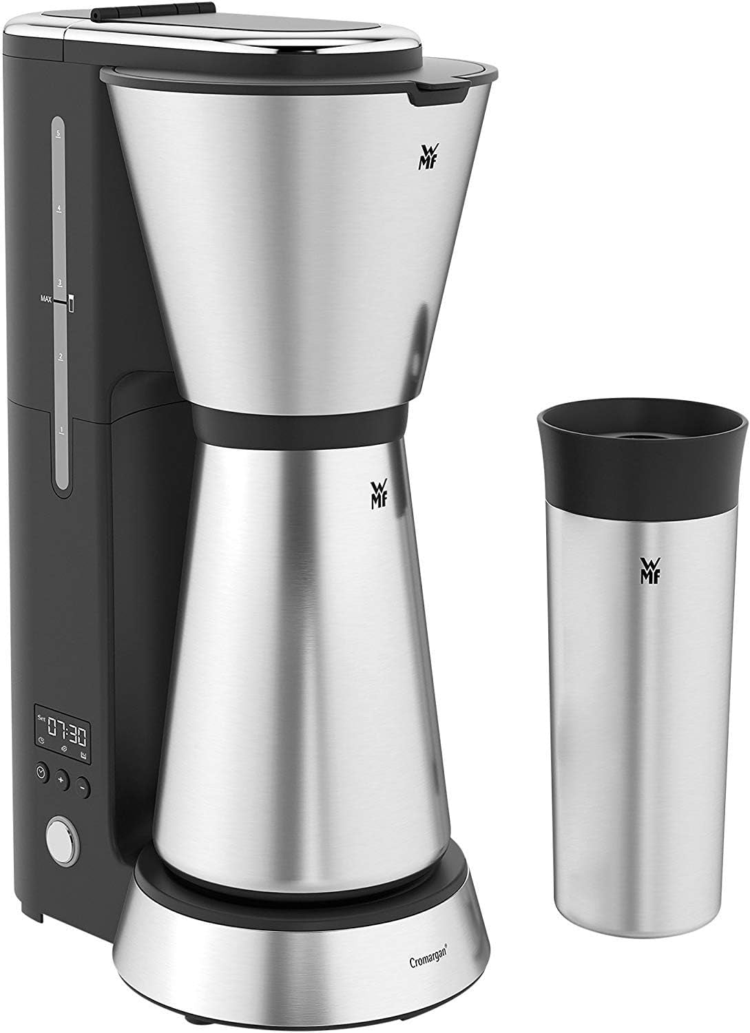 Espresso WMF Bueno se skleněnou karafou, filtrovaná káva, 10 šálků, tlačítko zapnutí/vypnutí, systém proti odkapávání, oscilační filtr, automatické zastavení, topná deska, 1000W