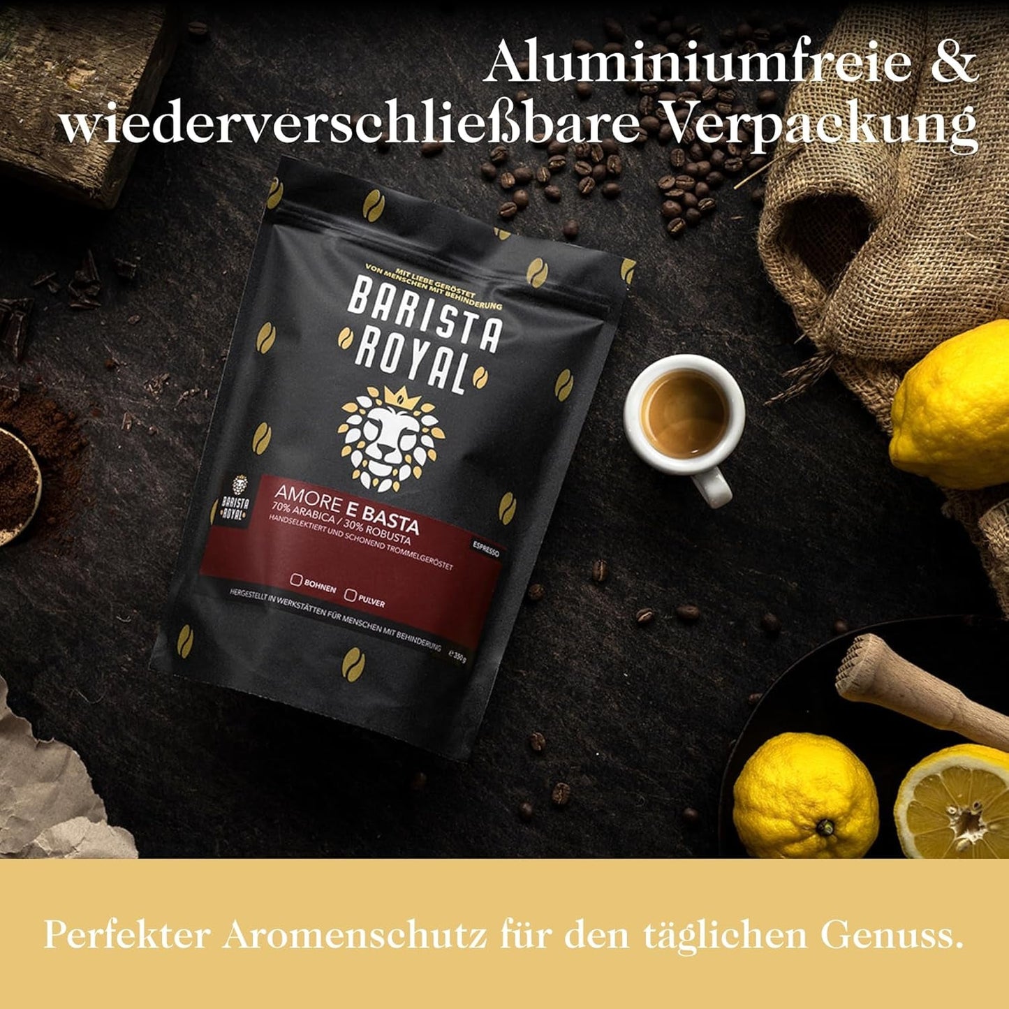 Vzorová sada zrnkových espresso 4 x 350 g zrnkové espresso | Discovery Pack/Sample Pack | Robusta a Arabica | Ideální pro plně automatická zařízení a portafiltr | KRÁLOVSKÝ BARISTA