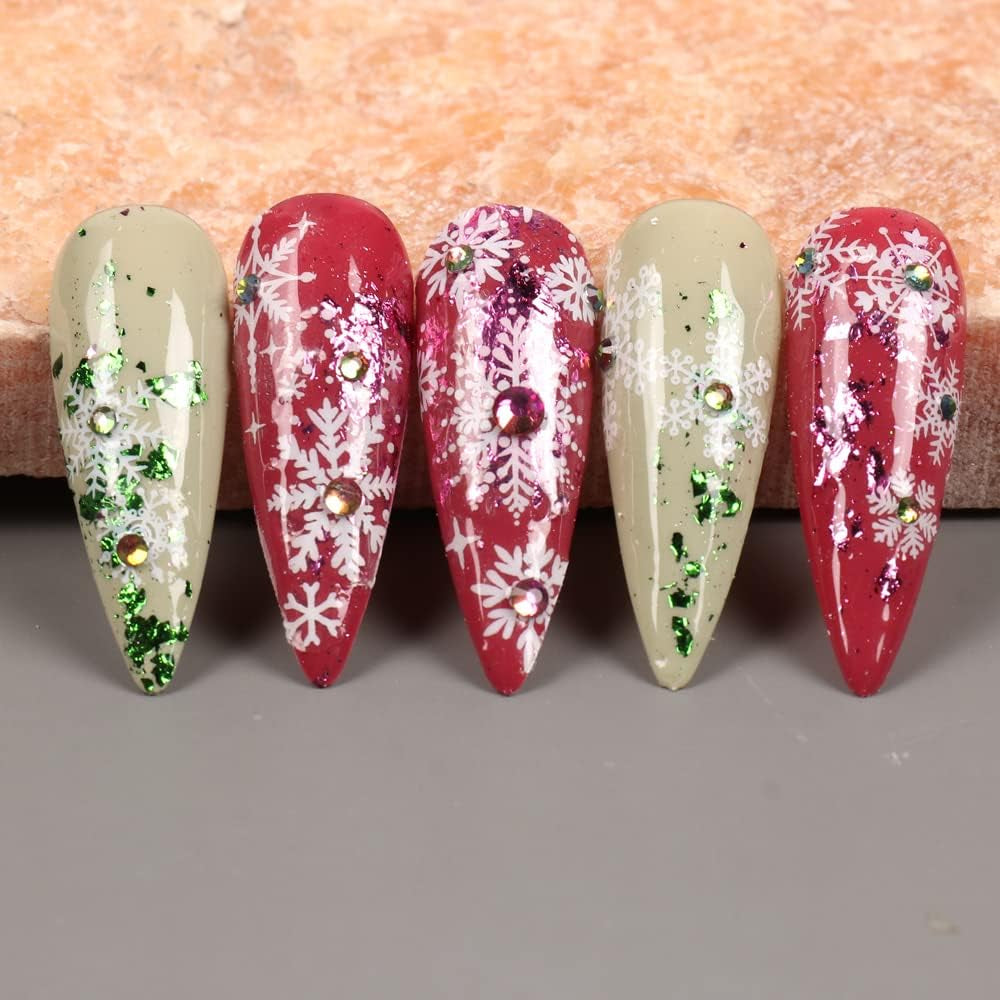 JMEOWIO Nálepka na nehty Weihnachten 8 Blatt Nagelaufkleber Selbtklebend Weiße Schneeflocken Nálepka na zimní nehty Dekoration Nageldesign Zubehör
