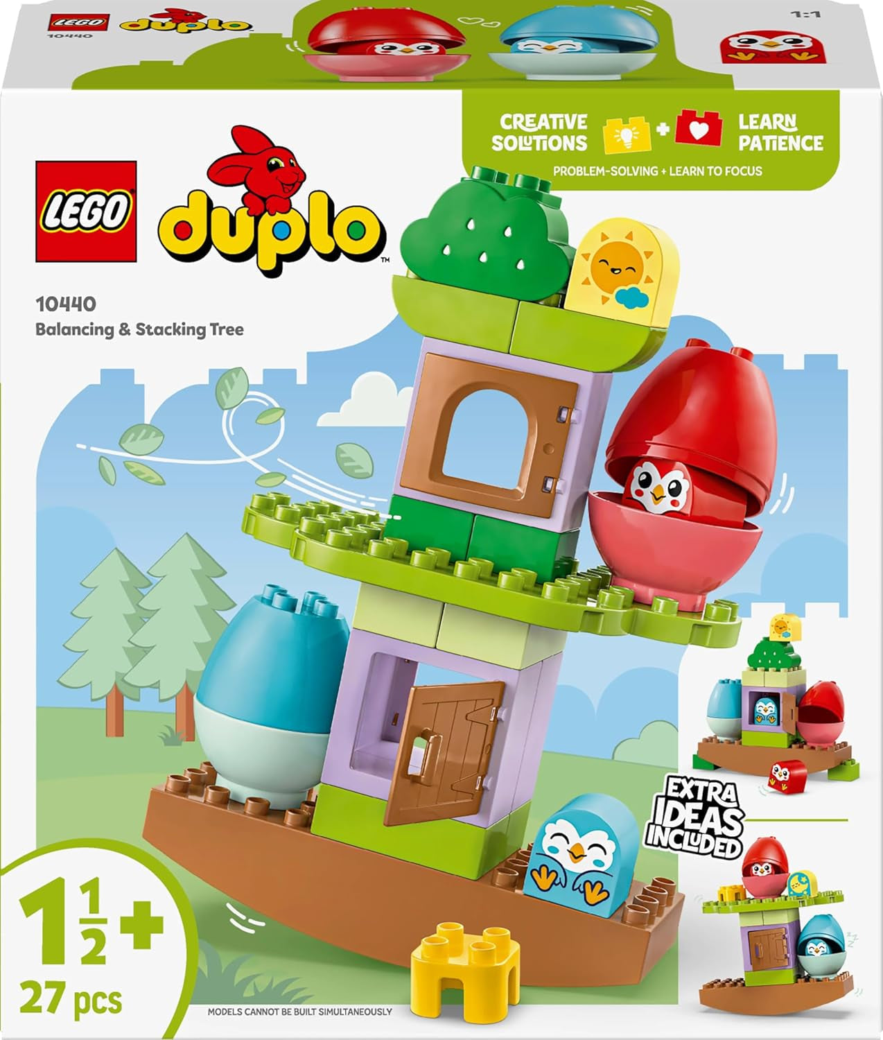 LEGO DUPLO strom na balancování a skládání, vývojová hračka, stavebnice pro děti od 18 měsíců, kreativní hračka pro děti, vzdělávací hračka se 2 hračkami ptáčky 10440 Stavebnice Besuche den LEGO-Store