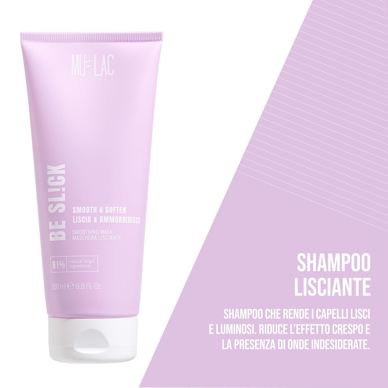 | BE SL!CK Šampon pro vyhlazení a zjemnění s anti-frizz efektem, s lněnými semínky, 250 ml Děti - koupel a péče o pleť Naty Shop
