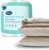 Silentnight Summer Breeze přikrývka pro jednu postel, 2,5 Tog, lehká letní přikrývka, ideální pro teplé noci a horké ložnice, hypoalergenní a lze ji prát v pračce, samostatná postel, 200 x 135 cm Naty Shop přikrývky a přikrývky bez potahu, krémová/šedá manželská postel