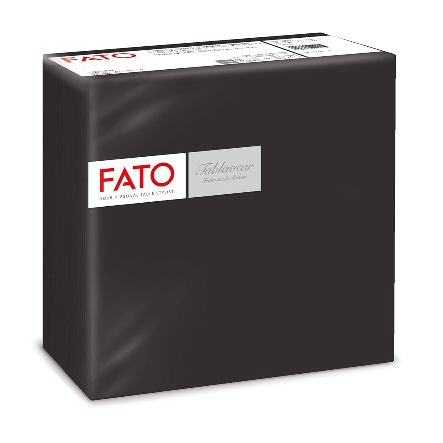 Fato - Suché papírové ubrousky, Airlaid, Látkový efekt, Balení 50 ubrousků, Velikost 40X40 Složené na 4 kusy, Barva Černá