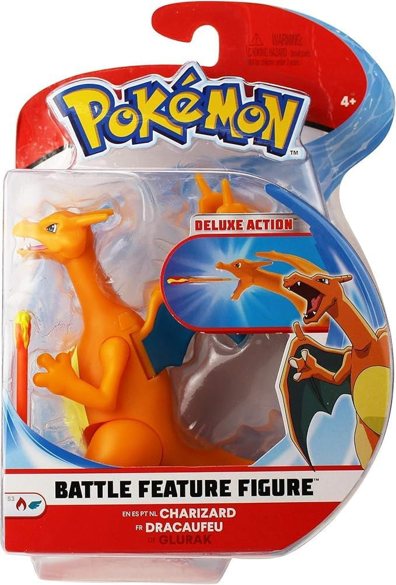 Pokémon PKW0368 - figurka s hranou bitvou - oficiální pohyblivá figurka Glurak 11,5 cm akční figurky Naty Shop
