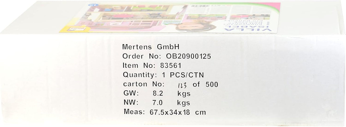 Bino World of Toys Domeček pro panenky s balkonem, Hračka pro batolata od 3 let, se 3 patry, schodištěm, 4 pokoji a balkonem vč. 15-TLG. Doplňky, Pro podporu dětských dovedností, Růžový design domečků pro panenky Naty Shop