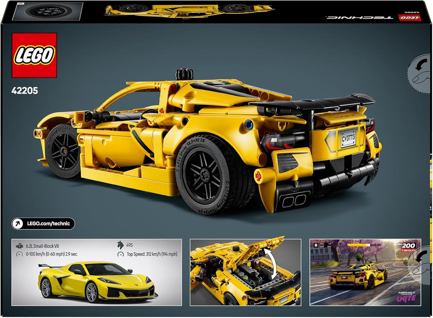 LEGO Technic Chevrolet Corvette Stingray - Sběratelská stavebnice - Sportovní autíčko - Model auta - Dárek pro 9leté chlapce a dívky, kteří milují autíčka 42205 Stavebnice Besuche den LEGO-Store