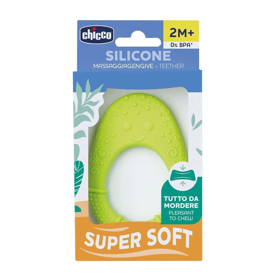 CHICCO - Měkký kousací kroužek 2 měsíce + Zelený