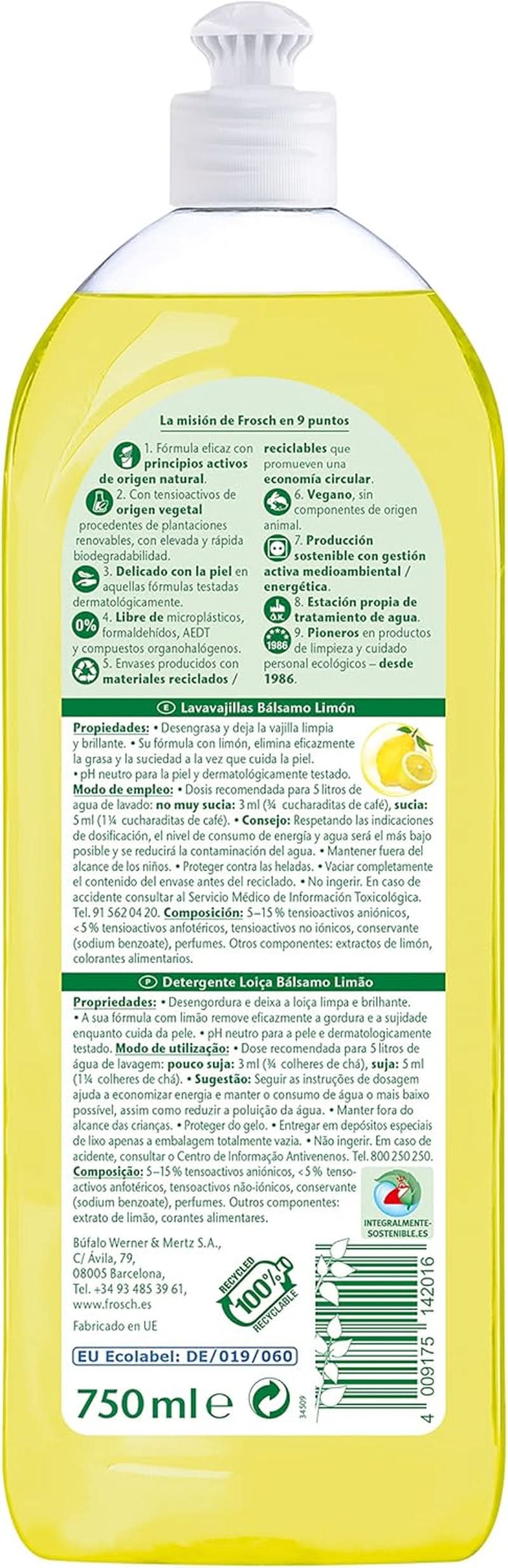 Tekutina na oplachování rukou, odmašťování a ochranu pokožky, dermatologicky testováno, 10 x 750 ml Naty Shop