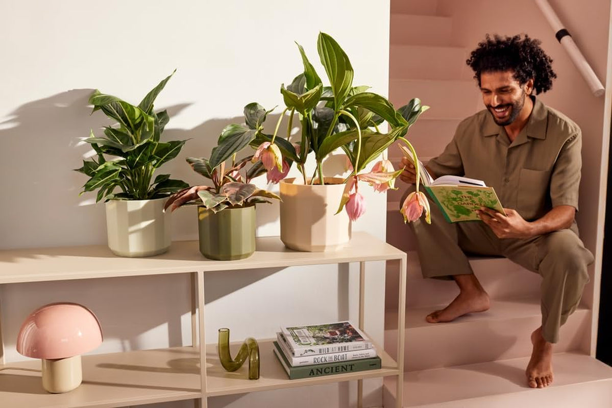 Kulatý hrnec elho Facet 17cm - pro vnitřní použití - 100% recyklovaný plast - Ø 16,6 x V 14,9 cm - Růžová/Mandlově růžová