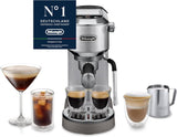 De'Longhi Dedica Style EC 685.B – Espresso kávovar s portafiltrem, espresso kávovar s profesionálním napěňovačem mléka, šířka pouze 15 cm, na mletou kávu nebo kapsle ESE, nádrž na vodu 1 l, černá