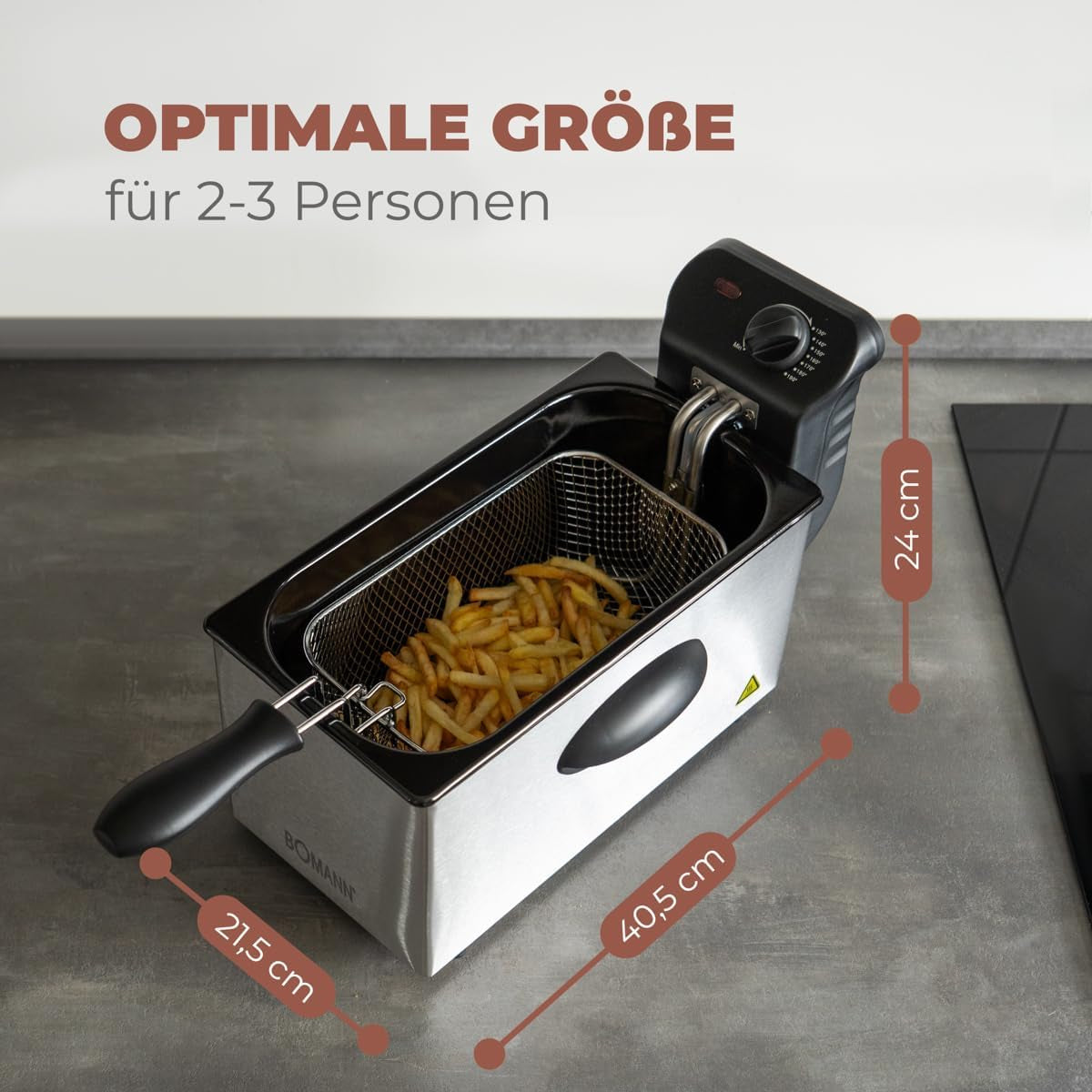 Fritéza oleje Bomann®, objem 3 l, technologie Cool Zone a vypouštění, 2000 W domácí spotřebiče Naty Shop