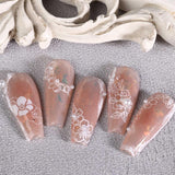 JMEOWIO Nálepka na nehty Frühling Weiße Blume 9 Blatt Nálepka na nehty Selbtklebend Nagelaufkleber Letní Blumen Dekorace Nageldesign Zubehör