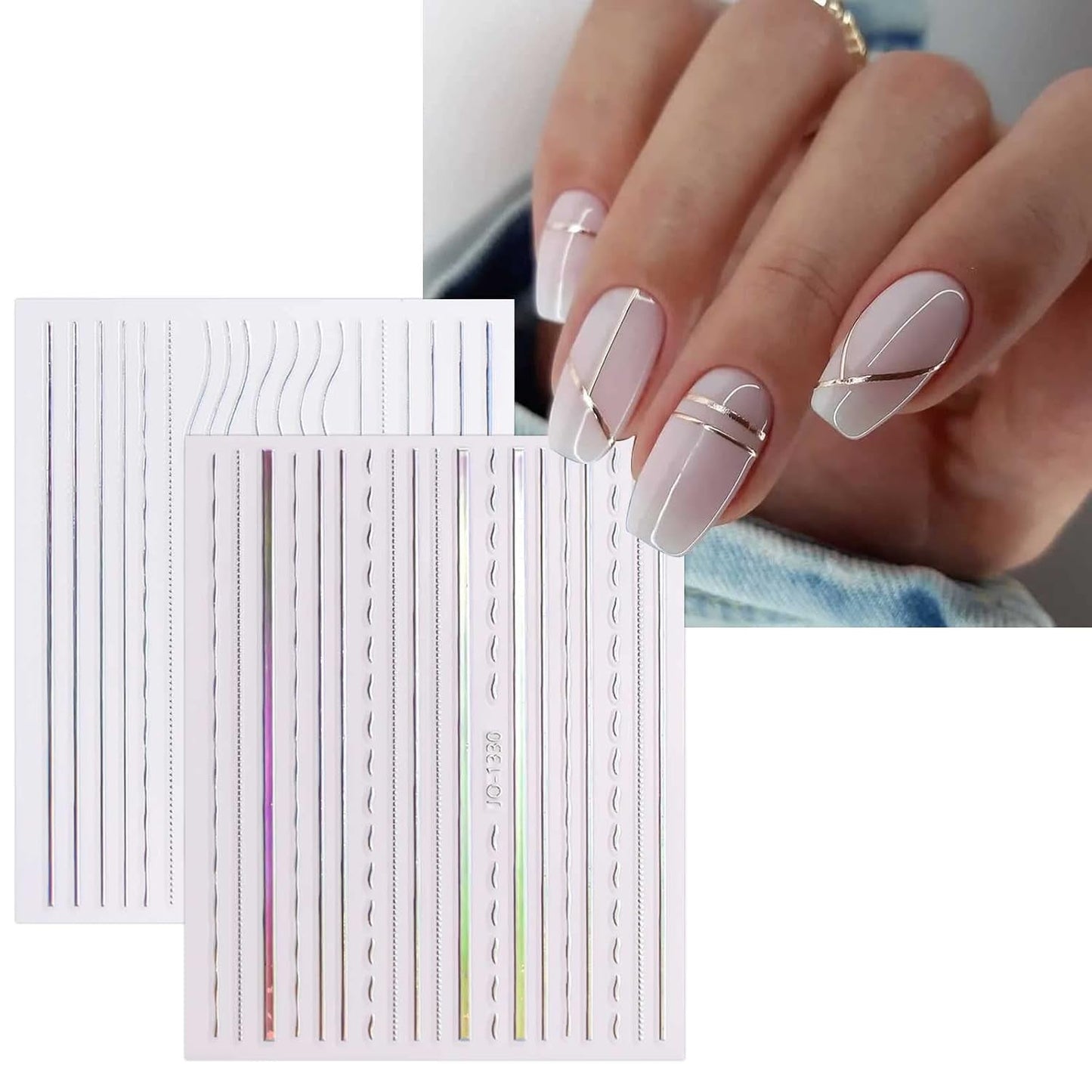 JMEOWIO Nálepka na nehty Aurora 12 Blatt Nálepka na nehty Selbtklebend Nagelaufkleber Holografisch Dekoration Nageldesign Zubehör