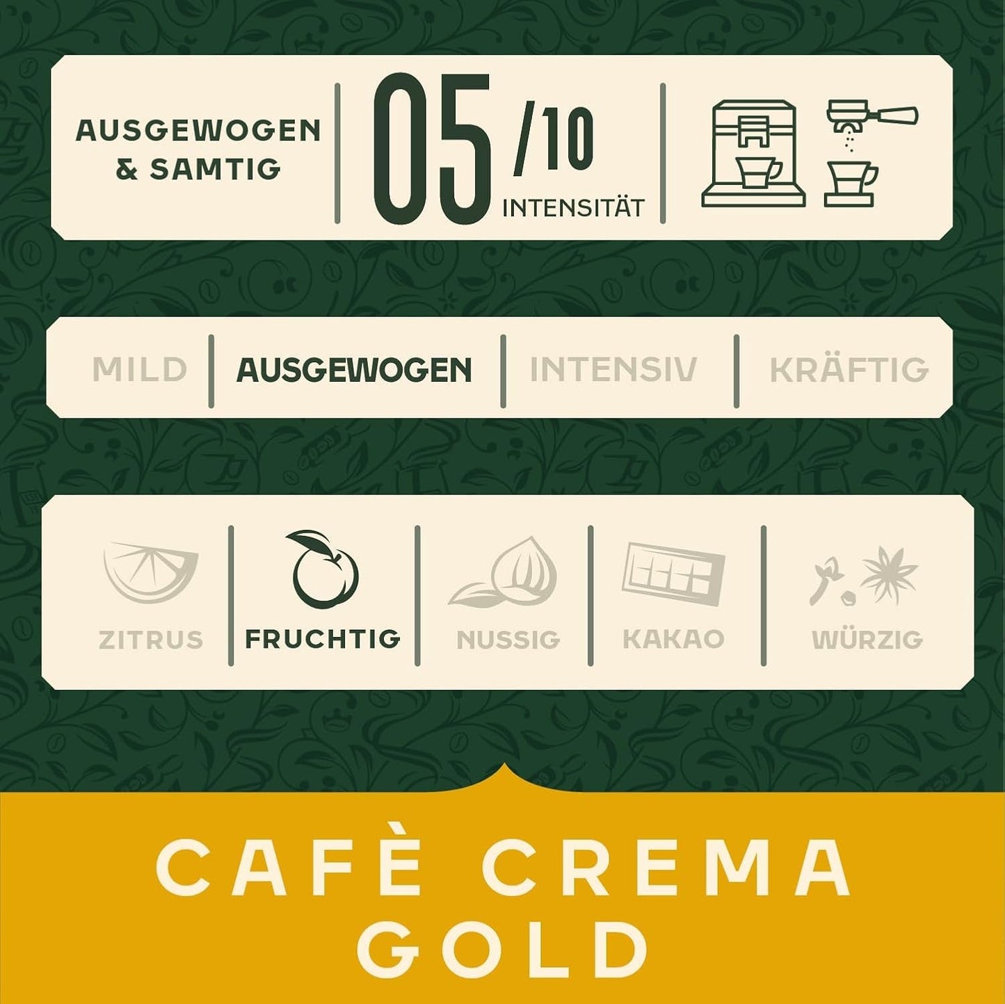 Jacobs Kaffeebohnen Café Crema Gold, vollmundig & fruchtig, geröstet v Brémách, Intensität 5/10, Kaffee ganze Bohnen, 1 kg