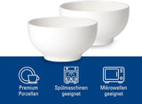 Sada 2 misek na cereálie Villeroy & Boch For Me, bílá, vhodná do myčky, vhodná do mikrovlnné trouby, misky pro 2, misky, misky na cereálie, občerstvení nebo omáčky, talíř, prémiový porcelán