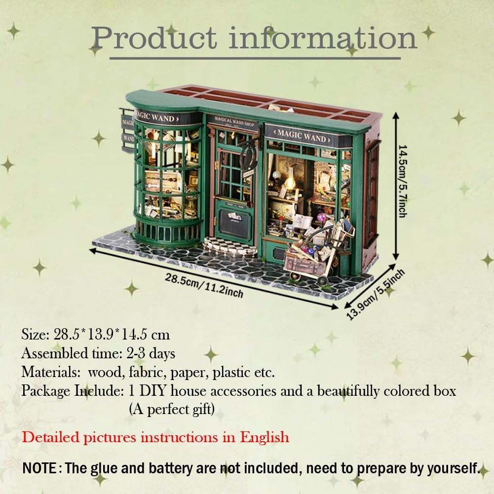 Magic Shop domeček pro panenky s protiprachovým krytem DIY miniaturní sada nábytku pro panenky v měřítku 1:24 kreativní dárek pro děti, dospívající, narozeninový dárek