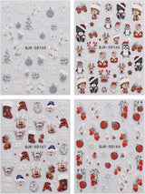 JMEOWIO 3D Nálepka na nehty Weihnachten Glitzer Nail Art Nálepka Selbstklebend Nagelaufkleber 5D Stereoskopické Schneeflocke Winterurlaub Süß Dekoration Nageldesign Zubehör 4 Blatt