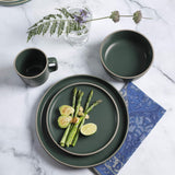 Zuma 16dílná sada kulatých příborů, talíře, misky, šálky, sady příborů, servis pro čtyři (16 kusů), zelená