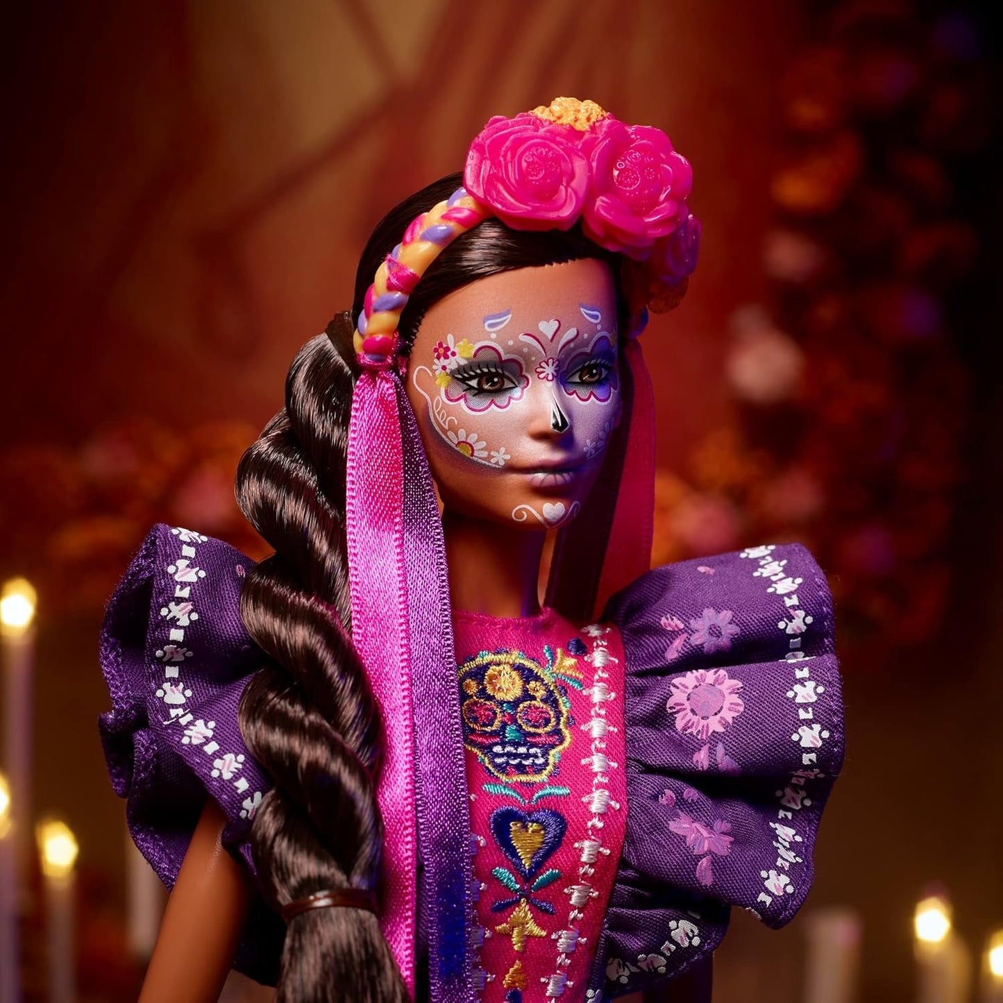 2022 Día De Muertos panenka Barbie s nařasenými tradičními šaty, květinovým věncem a barvou na obličej Calavera, dárek pro sběratele