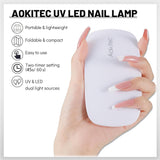 Aokitec Mini LED UV lampa, UV lampa na gelové nehty, přenosný sušák na nehty pro všechny druhy gelových laků na nehty, nástroj pro vytvrzování tvaru myši, kompaktní, lehký s USB kabelem (bílý)