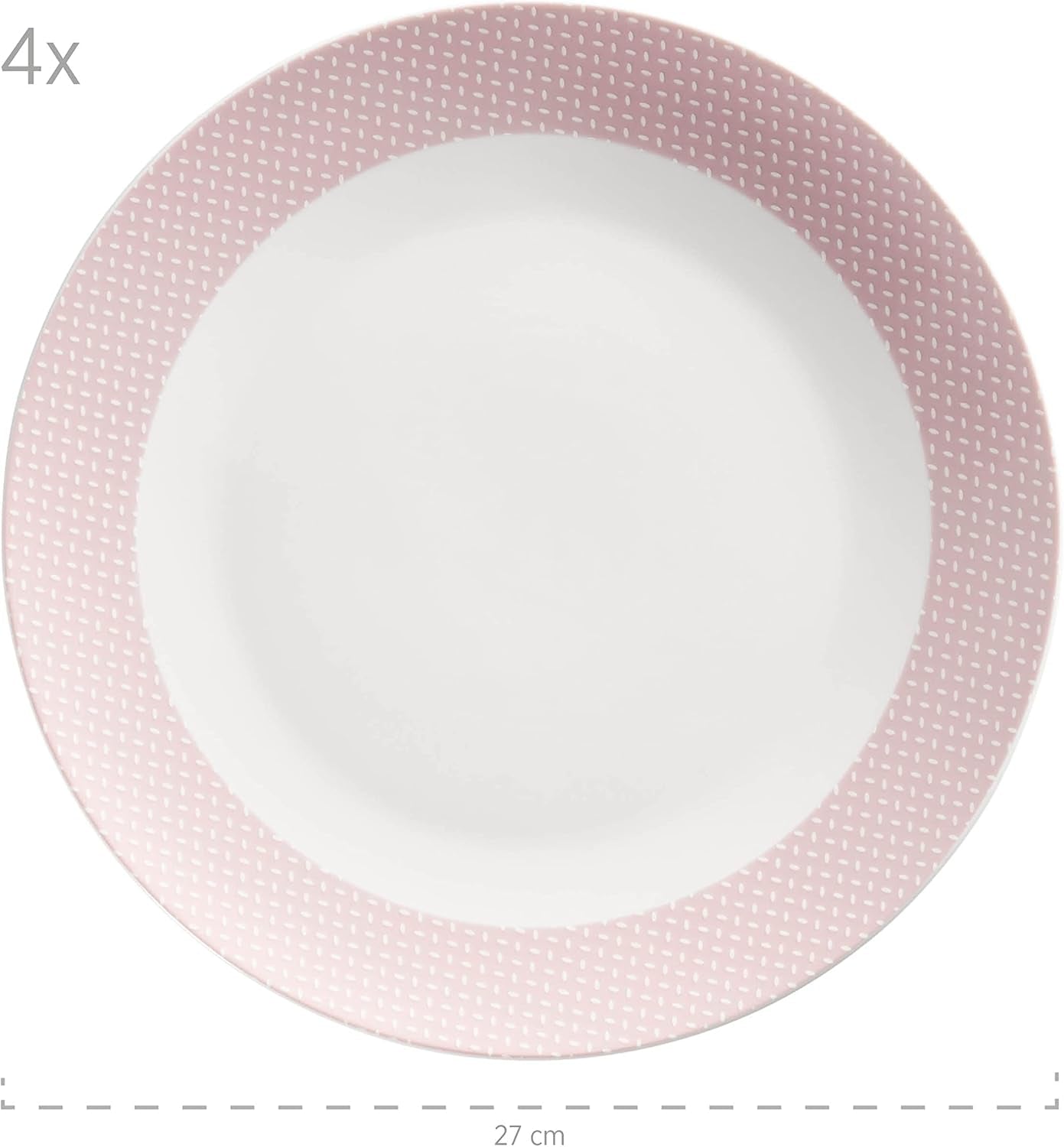 MÄSER Kitchen Time II, Sada nádobí pro 4, Kombinovaná služba se 16 kusy v pastelových barvách s jemným vzorem, Porcelán, Růžová