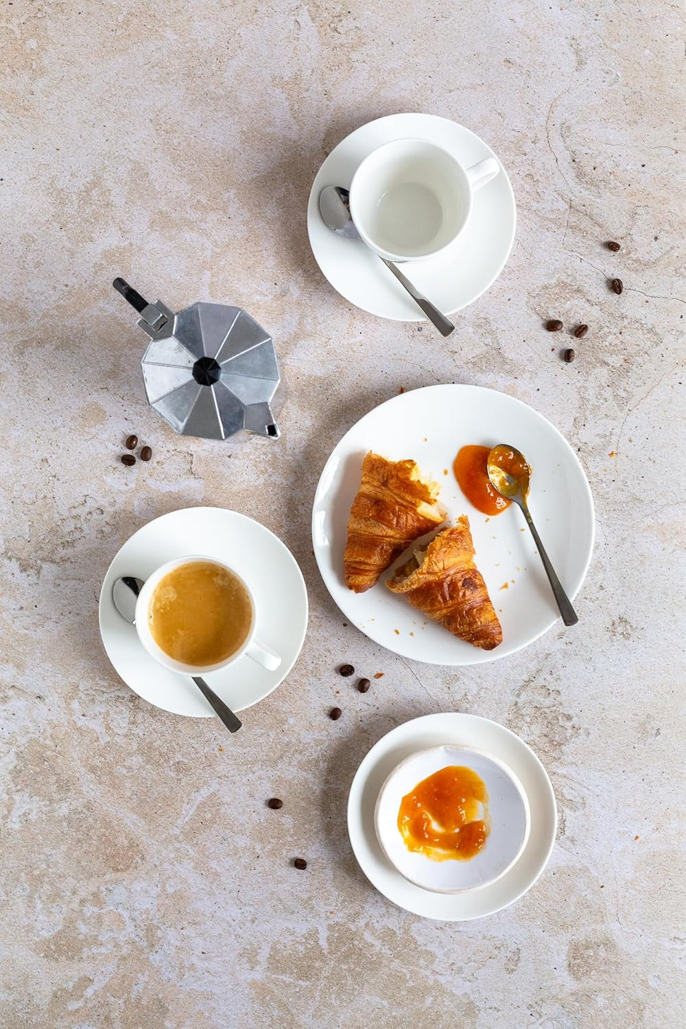 MÄSER 934105 Belmira Series, Klasická kávová sada pro 6, 18dílná kávová sada, Nadčasová, Elegantní, Jemná, Porcelánová, Bílá