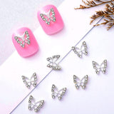 10 kusů slitiny Butterfly nail Charms Kovové nail art přívěsky pro diamanty nehty drahokamy zdobení nehtů zdobení nehtů výroba šperků
