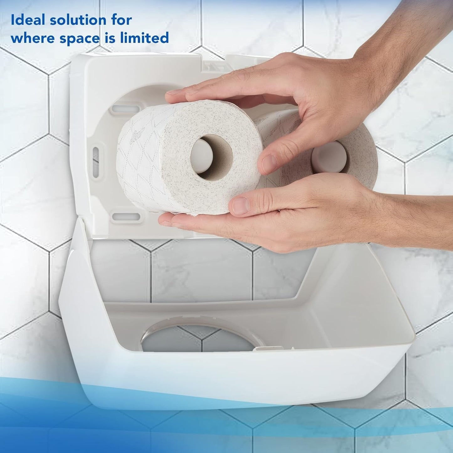 Toaletní papír Scott® Essentialtm 8519 2vrstvý bílý toaletní papír z recyklovaných vláken s certifikací Fsc 64 rolí X 350 listů (celkem 22 400 listů)