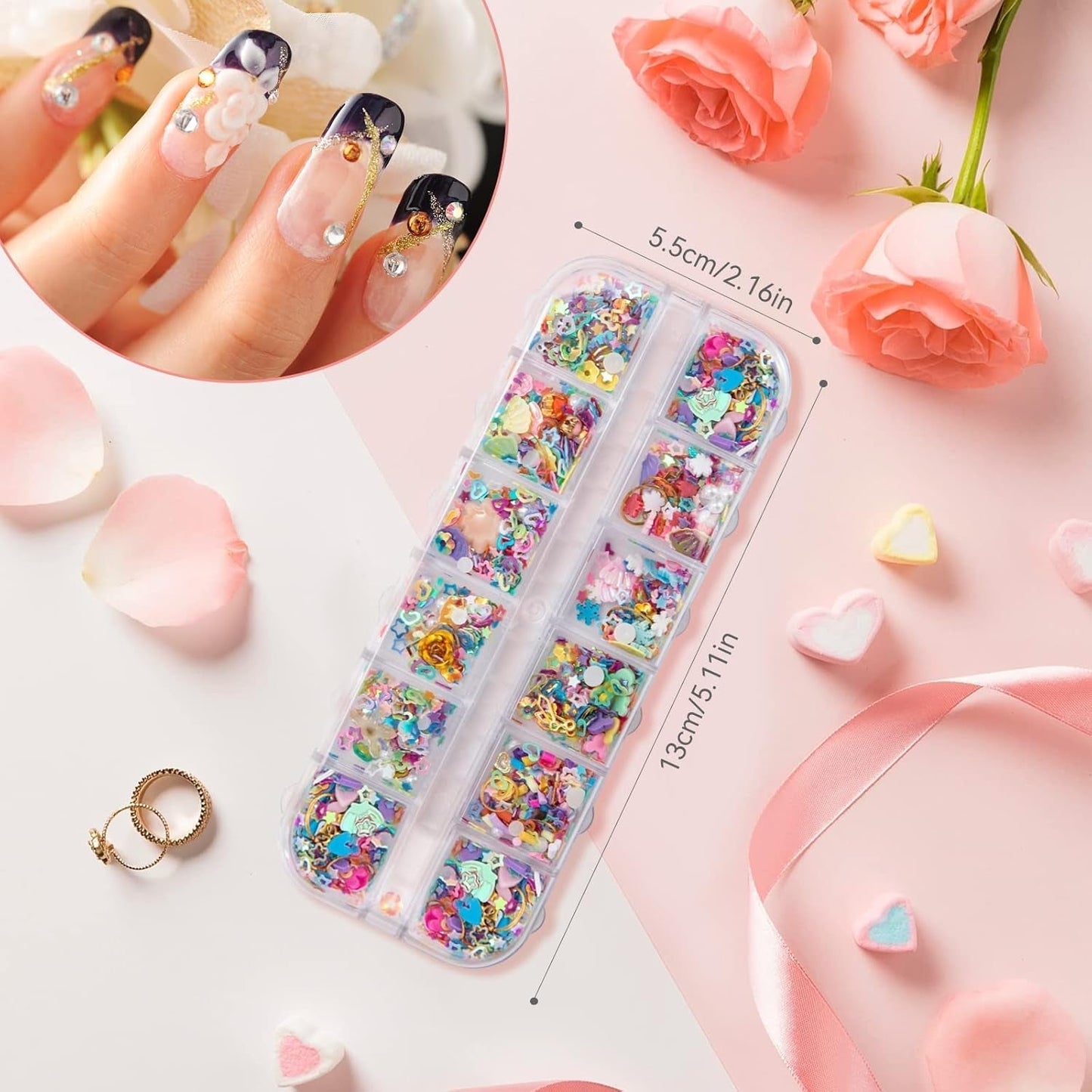 7 Boxen Strasssteine ​​​​Nägel, Nail Art Kit Strass Nagelglitzer Paillettes Nagel-Edelsteinen Kristalle Perlen Diamanten Metall Nieten Für DIY Dekoration Nageldesign (Multicolor)