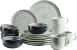 MÄSER 931744 Pikantní market Series, ručně malovaná sada nádobí pro 4 osoby ve vintage středomořském designu, 16dílná keramická kombinovaná sada, zelená, kamenina