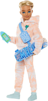Panenka Barbie Dream Besties a doplňky, pohyblivá panenka Teresa Fashion s hnědými vlasy a sponkami, 10dílný motiv videohry, HYC23 Naty Shop Dolls Summer a skateboard