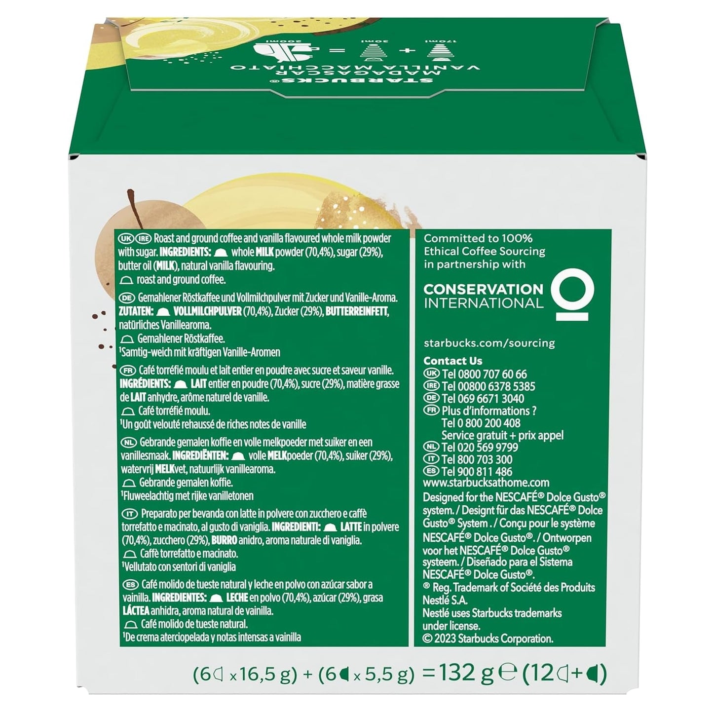 STARBUCKS Vanilla Macchiato od Nescafé Dolce Gusto Kaffeekapseln 6 x 12 (72 kapslí)