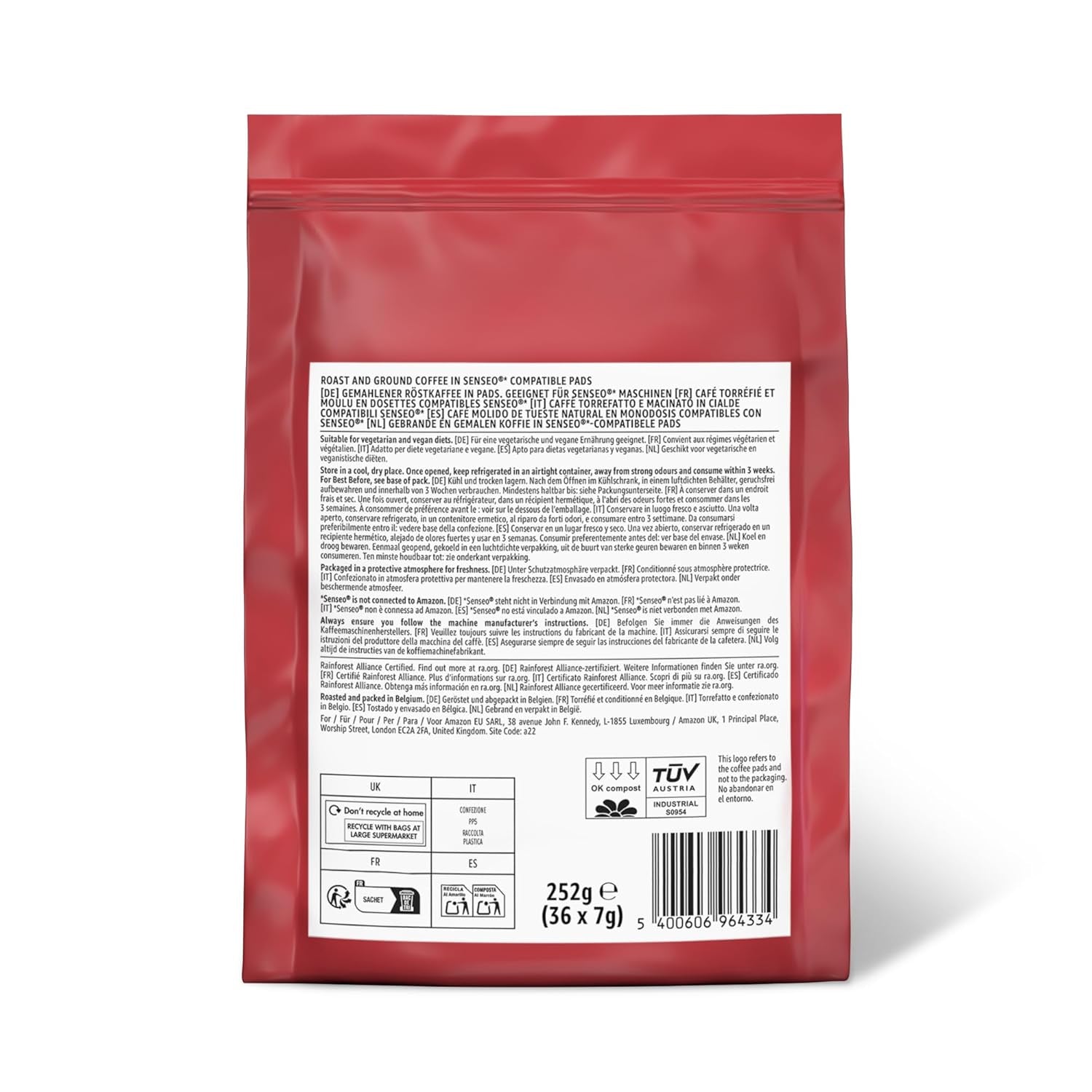 Kaffeepads Classic 100% Arabica, Geeignet für Senseo Maschinen, 36 kusů (1er-Pack) (Backung mit 2)