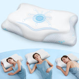 Cloudétoile Neck Polštář Paměťový pěnový polštář - 2 v 1 Ergonomický ortopedický polštář Visco Foam Polštář Boční spánek Polštář s podporou krku Výškově nastavitelná Memory Foam Polštář Bílá 64X38X12 Cm Krční ortopedické polštáře Naty Shop Bílá 64X38X12 Cm